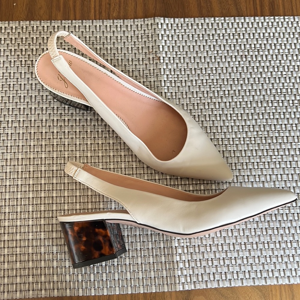 Kitten heel sling backs - Ivory leather J Crew